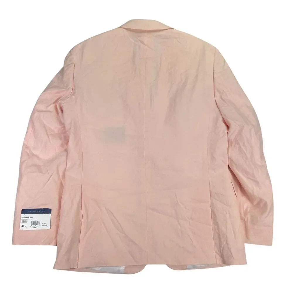 Tommy Hilfiger Mens Conrad Modern Fit Linen Blend Sport Coat Pink 40R